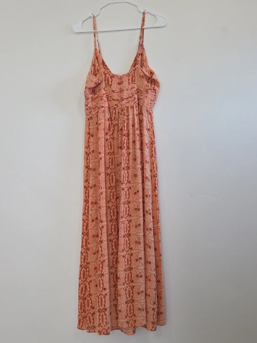 Tracy Reese Peach Printed Maxi Dress with Spaghetti Straps - Picture 5 of 6